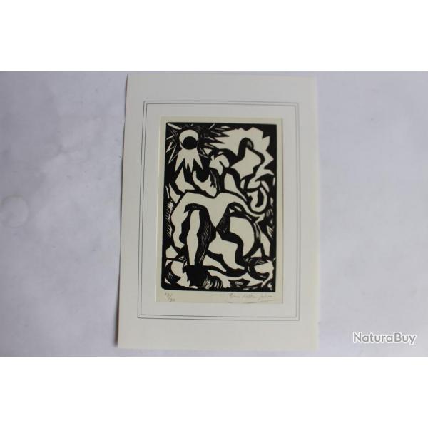 Bois grav original Pino Della Selva La crouche casse 1950