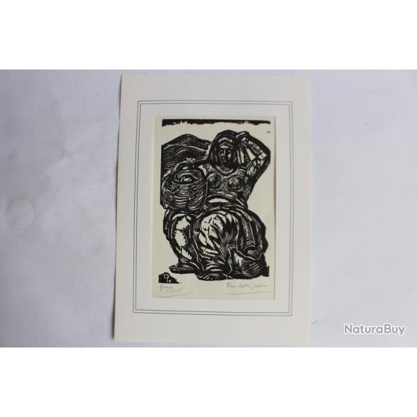 Pino Della Selva Bois grav preuve d'artiste Paysanne assise 1950