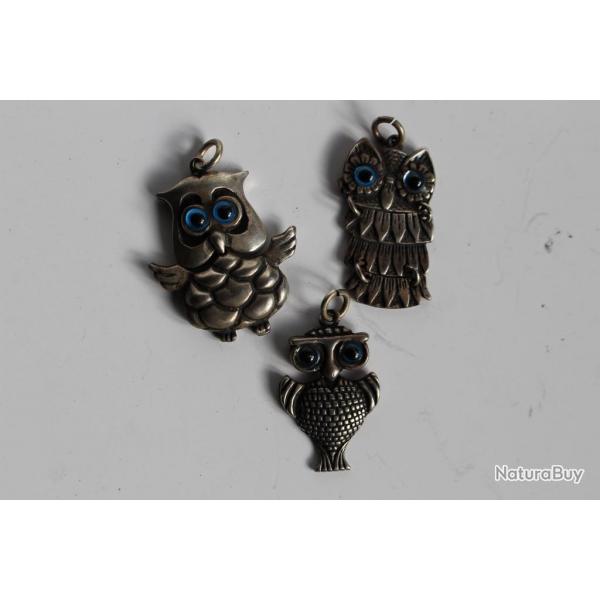 Pendentifs Hiboux argent massif