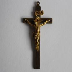 Ancienne croix bois laiton XIXe religion
