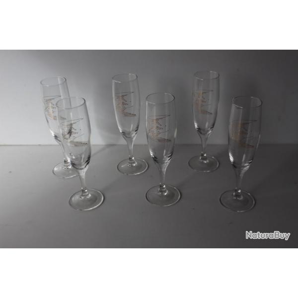 HANS ERNI 6 flutes a champagne illustres Colombe