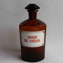 Ancien flacon d'apothicaire Savon de Crésol pharmacie