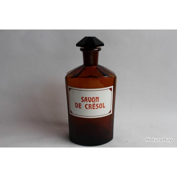 Ancien flacon d'apothicaire Savon de Crsol pharmacie