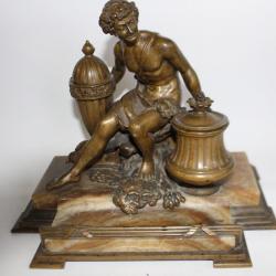 Important encrier Bronze XIXe siècle Antiquités objets de bureau
