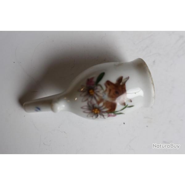 Fourneau de pipe porcelaine vache edelweiss