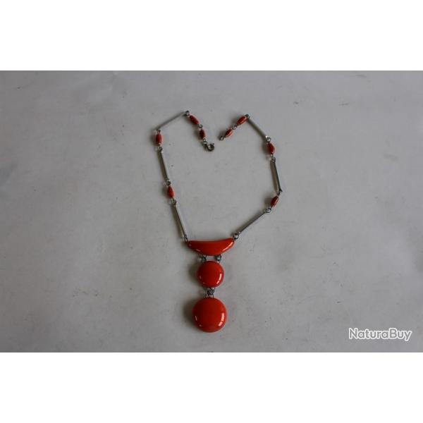 Collier Bijoux vintage cramique 1970