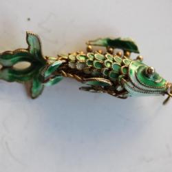Bijoux ( pendentif ) argent vermeil émaillé poisson articulé