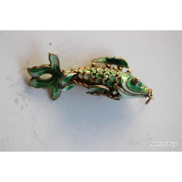 Bijoux ( pendentif ) argent vermeil maill poisson articul