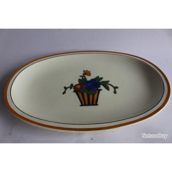 Plat ovale cramique Art deco JEAN LUCE