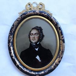 Portrait peinture sous verre Napoléon III (1)