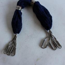 Bourse porte louis d'or en perlé d'acier XIXe siècle soie bleu