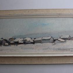 Tableau Louis Rey ? village de montagne enneigé