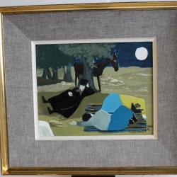 Olga Reiwald tableau Acrylique sur isorel Le repos