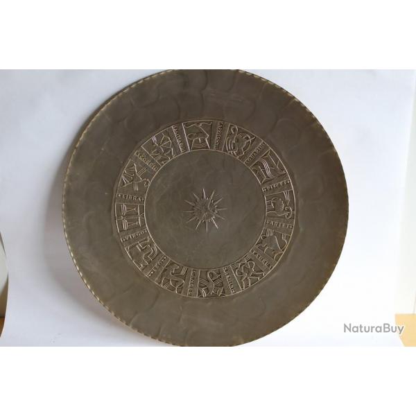 Grand plat aluminium anodis Arthur Armour zodiac Art deco