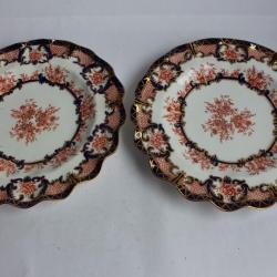 Paire d'assiettes porcelaine Royal Crown Derby