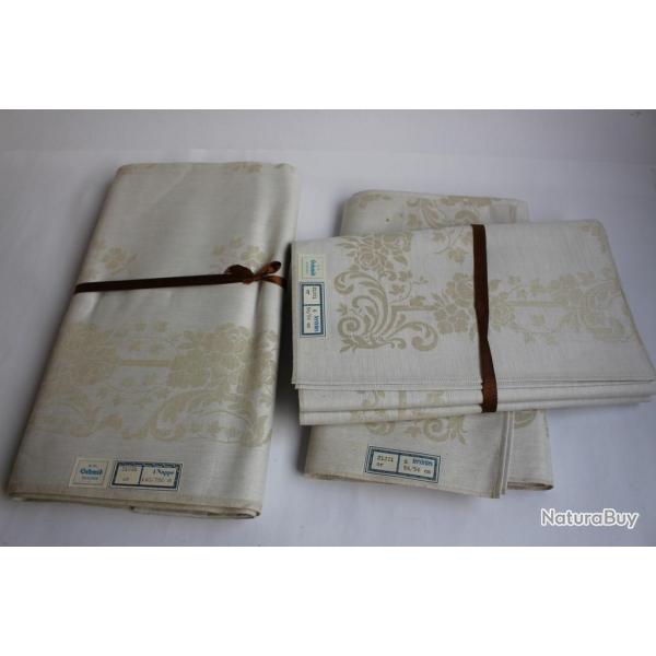 Nappe + 12 serviettes mi - fil en damass or 140/280