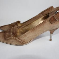 PRADA Escarpins daim beige vintage T 38
