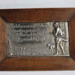Bas relief argenté XIXe siècle chasse