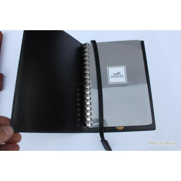 HERMES Grand rpertoire tlphonique cuir noir