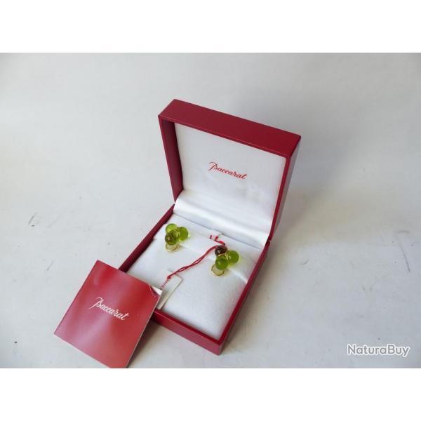BACCARAT Clips d'oreilles Trio vert olivine or 18k