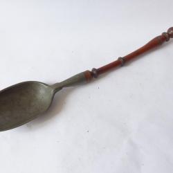 Cuillère a ragout bois et etain Art populaire cuisine