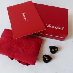 BACCARAT Clips d'oreilles Coeur Cristal onyx et or 18K