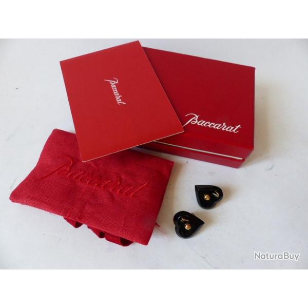BACCARAT Clips d'oreilles Coeur Cristal onyx et or 18K