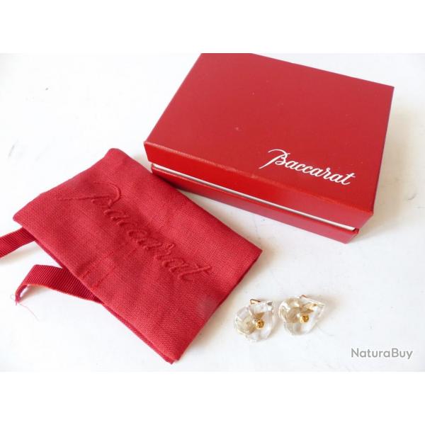 BACCARAT Clips d'oreilles Coeur Cristal et or 18K