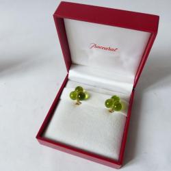 BACCARAT Clips d'oreilles Trio vert olivine or 18k