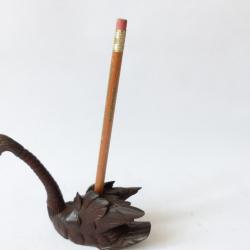 Cygne porte crayon articulé en bois sculpté Art populaire Suisse Brienz
