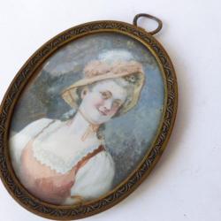Peinture miniature portrait tableaux antiquités