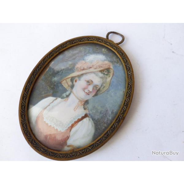 Peinture miniature portrait tableaux antiquits