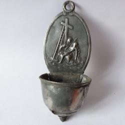 Ancien bénitier étain objets de culte religion