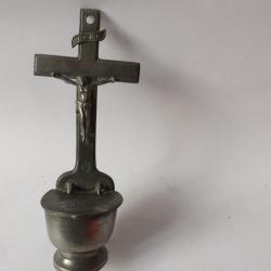 Ancien bénitier étain objets de culte religion