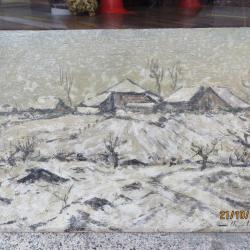 Peinture à l'huile sur panneau Hiver Marius Chambaz