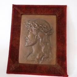 Bas relief Christ cuivre XIXe siècle
