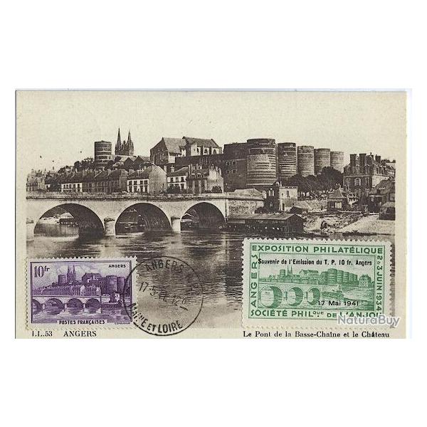 Carte-maximum France n 500 Angers + vignette