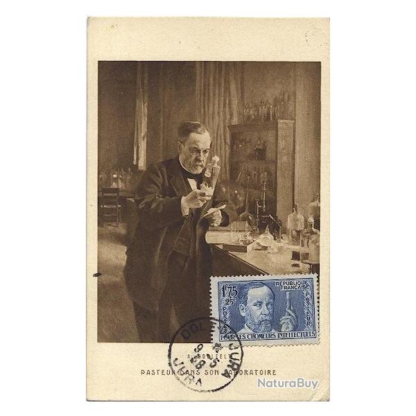 Carte-maximum France n 385 - Pasteur dans son laboratoire