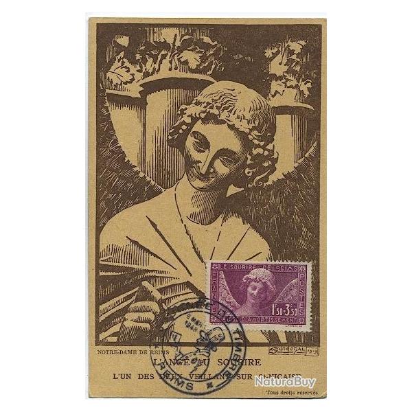 Carte-maximum France n 256 Reims - L'ange au sourire