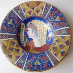 Plat faïence Elisabetta Alfredo Santarelli 1874-1957 Italie majolica