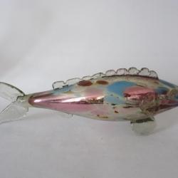 Grand poisson verre soufflé mercurisé ou eglomisé XIXe siècle