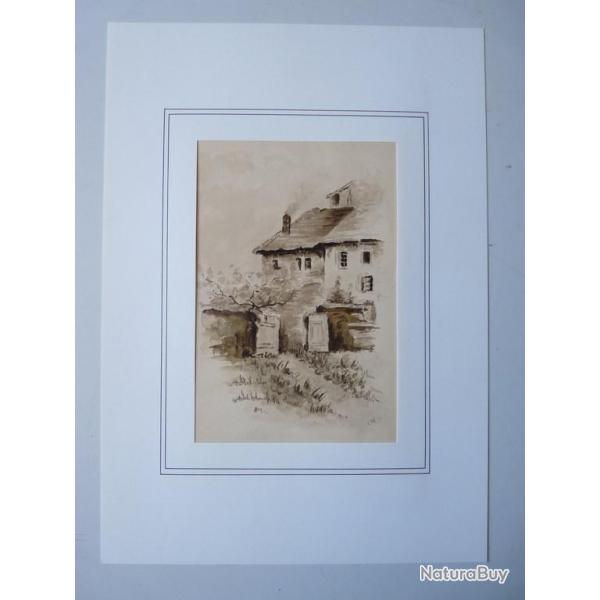 Dessin / Lavis Maison Clara Werner 1897 Zurich