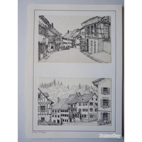 Deux dessins originaux  l'encre A.Vgtli