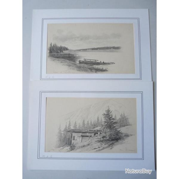 Deux dessins originaux au crayon Suisse
