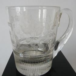 Verre souvenir gravé 1890  Art populaire