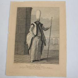 Gravure turque XVIIIe siècle Chiaus Bashi Chamberlain Ottoman Court