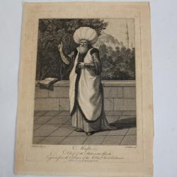 Gravure turque XVIIIe siècle Mufti Chief of the Mahometan Church