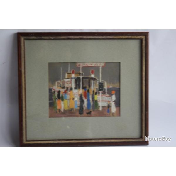 Tableau Dessin  la craie grasse D. NOL Quai d'embarquement Port