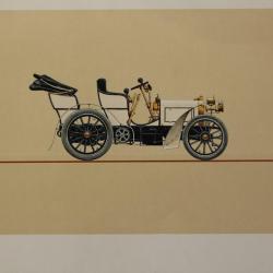 Gravure piqûre sur bois Mercedes 1902 Automobile
