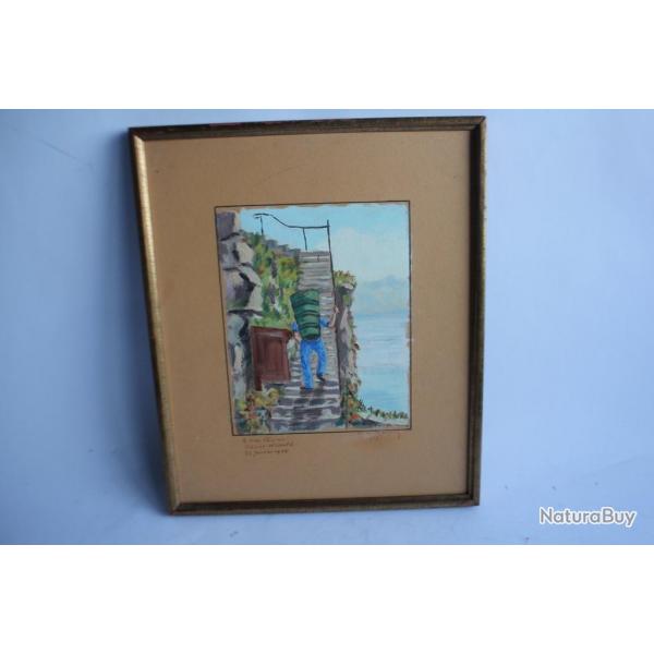 Peinture Scne de vie signe 1943